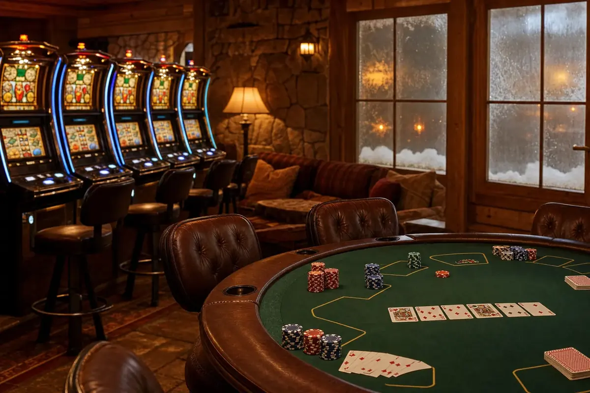 Casino gaming tables inside the Jackpot City lobby